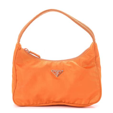 prada clutch padded nylon large orange|prada nylon shoulder bag chain.